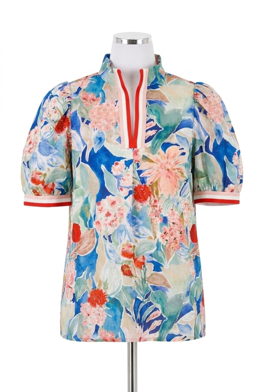 NEW UMGEE jacquard bloomscape print top in multi